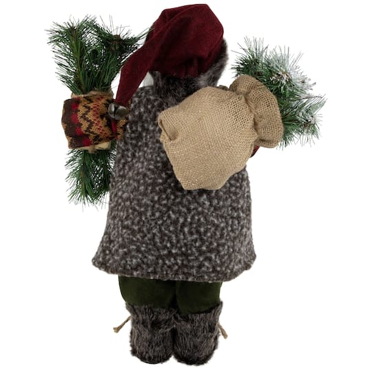 16" Country Rustic Standing Santa Claus with Present